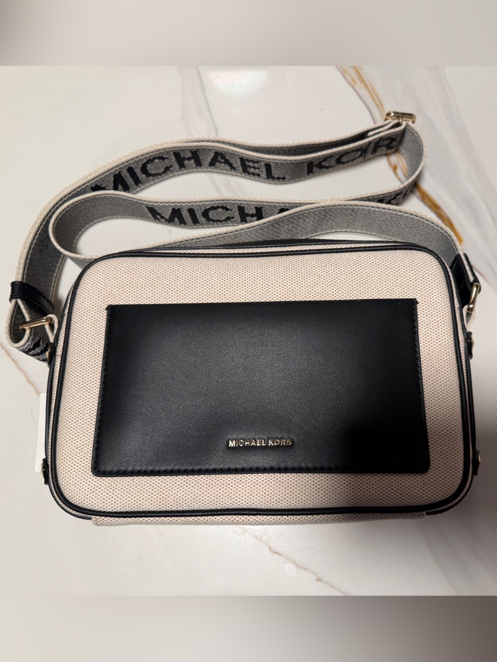 Michael Kors Beige and Black Crossbody Bag